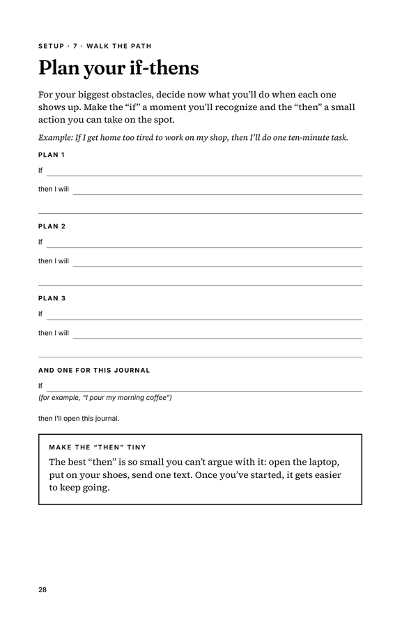 Printable setup page: Plan your if-thens
